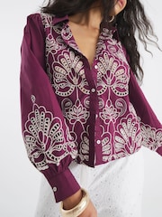 River Island Red Cutwork Detail Shirt - Image 2 of 8