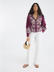 River Island Red Cutwork Detail Shirt - Image 6 of 8