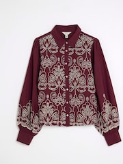 River Island Red Cutwork Detail Shirt - Image 7 of 8