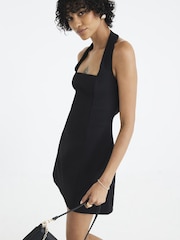 River Island Black Textured Bonded Halter Mini Dress - Image 3 of 5