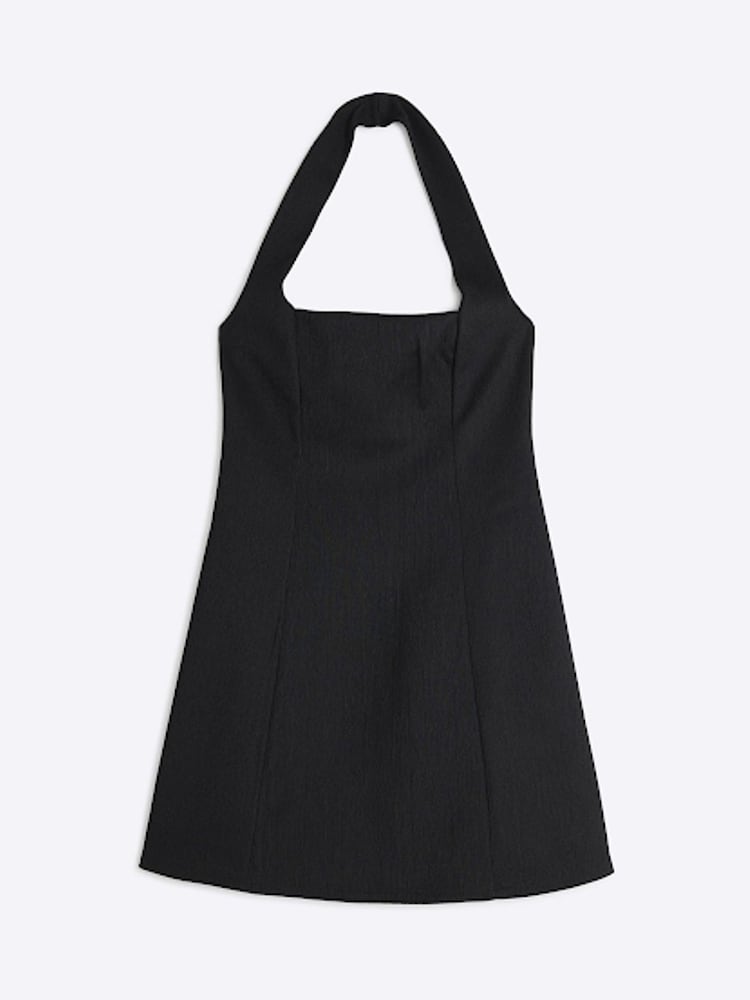 River Island Black Textured Bonded Halter Mini Dress - Image 5 of 5