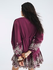 River Island Red Broiderie Shirt Dress - Image 2 of 9