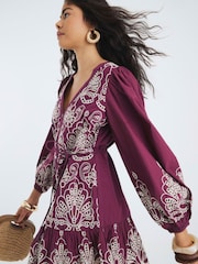 River Island Red Broiderie Shirt Dress - Image 3 of 9