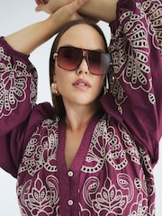 River Island Red Broiderie Shirt Dress - Image 5 of 9