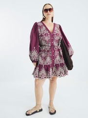 River Island Red Broiderie Shirt Dress - Image 6 of 9