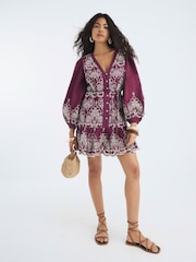 River Island Red Broiderie Shirt Dress - Image 7 of 9