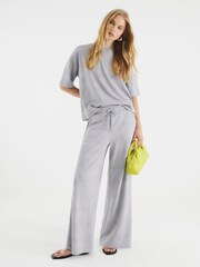 River Island Grey Premium High Waisted Wide Leg Joggers - Image 2 of 4