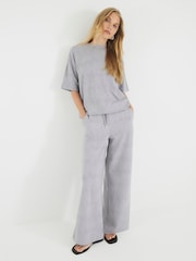 River Island Grey Premium High Waisted Wide Leg Joggers - Image 3 of 4