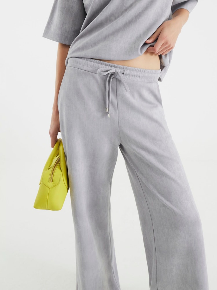 River Island Grey Premium High Waisted Wide Leg Joggers - Image 4 of 4