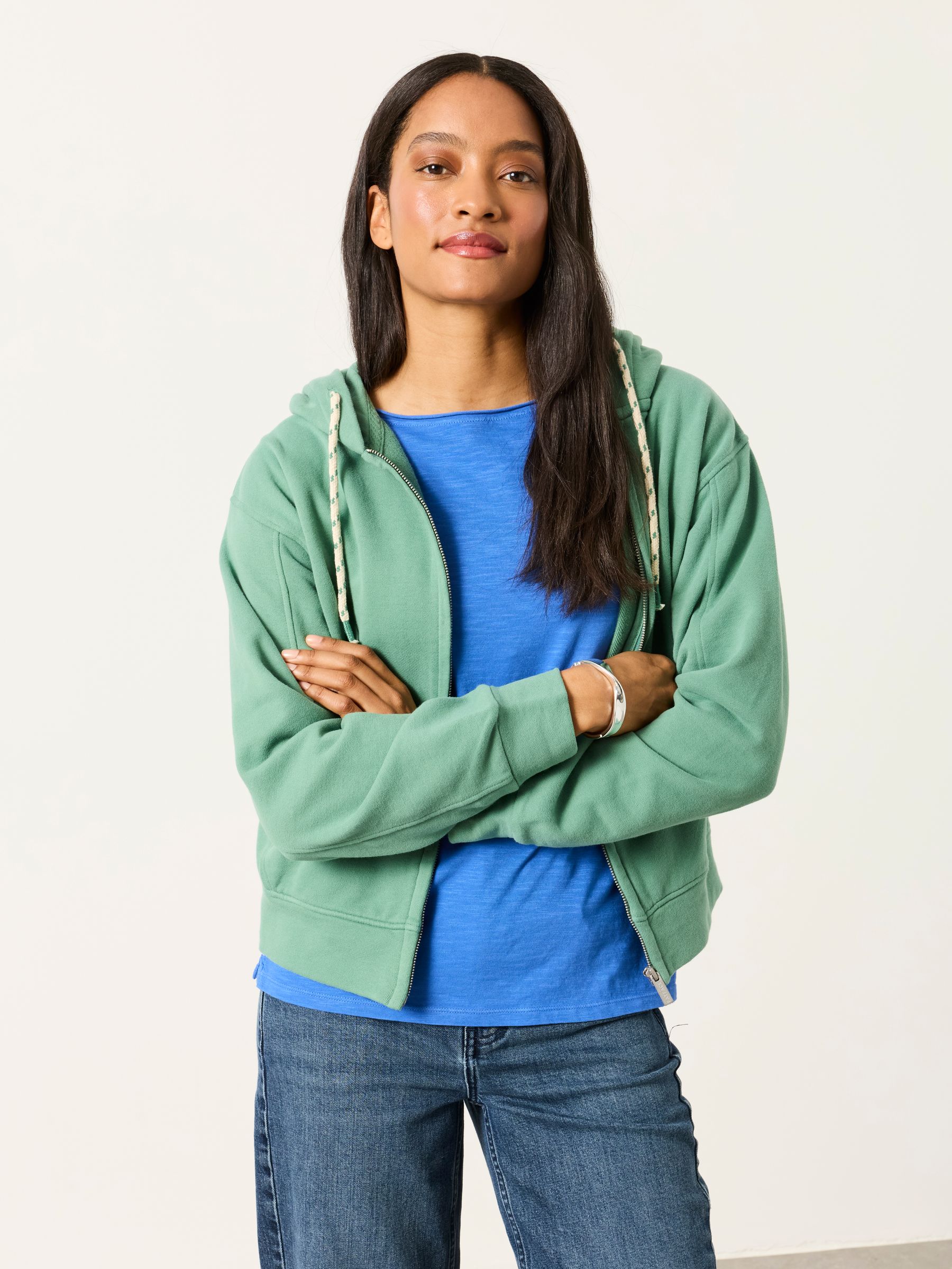 Fatface Flora Jade Green Zip Through Hoodie