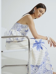 River Island Blue Palm Printed Maxi Dress - Image 1 of 5