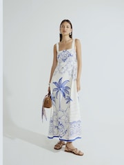 River Island Blue Palm Printed Maxi Dress - Image 3 of 5