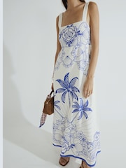 River Island Blue Palm Printed Maxi Dress - Image 4 of 5