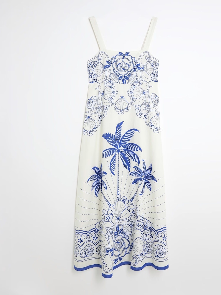 River Island Blue Palm Printed Maxi Dress - Image 5 of 5