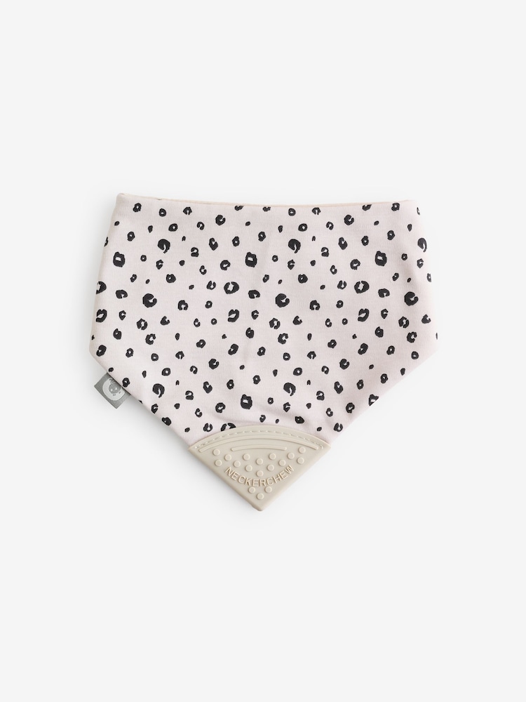 Cheeky Chompers Teething Dribble Leopard Print Rainbows And Stars Brown Bibs 3 Pack - Image 2 of 5