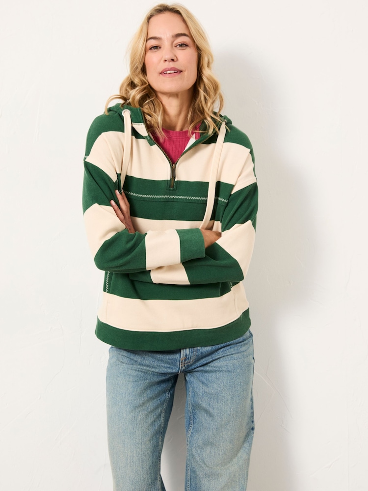 FatFace Airlie Green 1988 Stripe Hoodie - Image 1 of 6