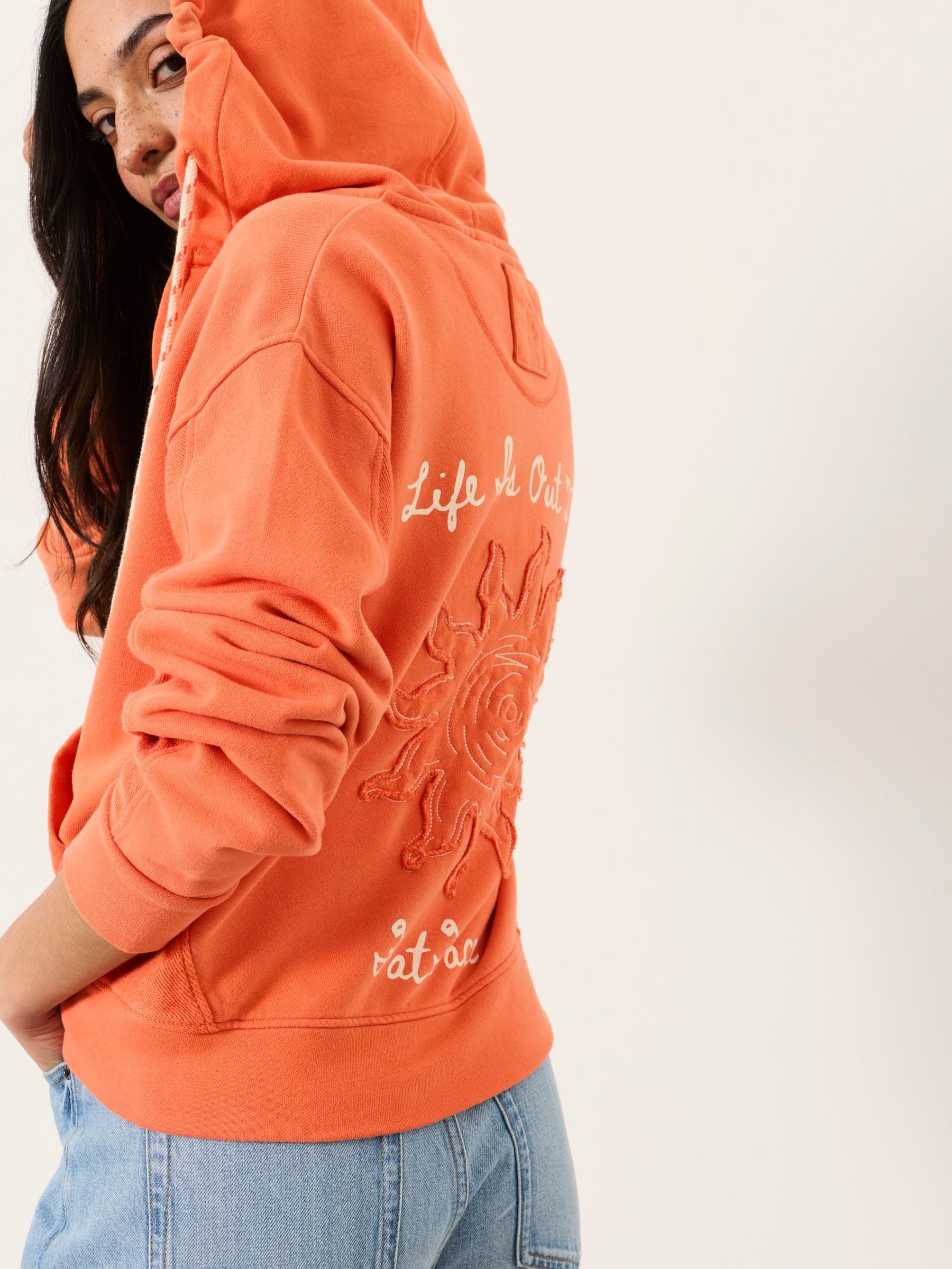 Buy FatFace Flora Orange Graphic Zip Through Hoodie from Next USA