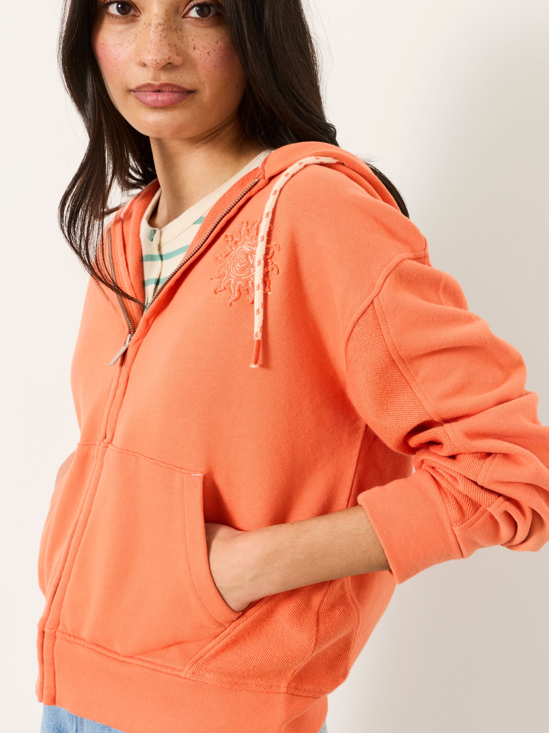 Buy FatFace Flora Orange Graphic Zip Through Hoodie from Next USA