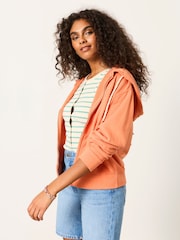 FatFace Flora Orange Graphic Zip Through Hoodie - Image 3 of 7