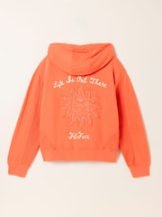 FatFace Flora Orange Graphic Zip Through Hoodie - Image 8 of 8