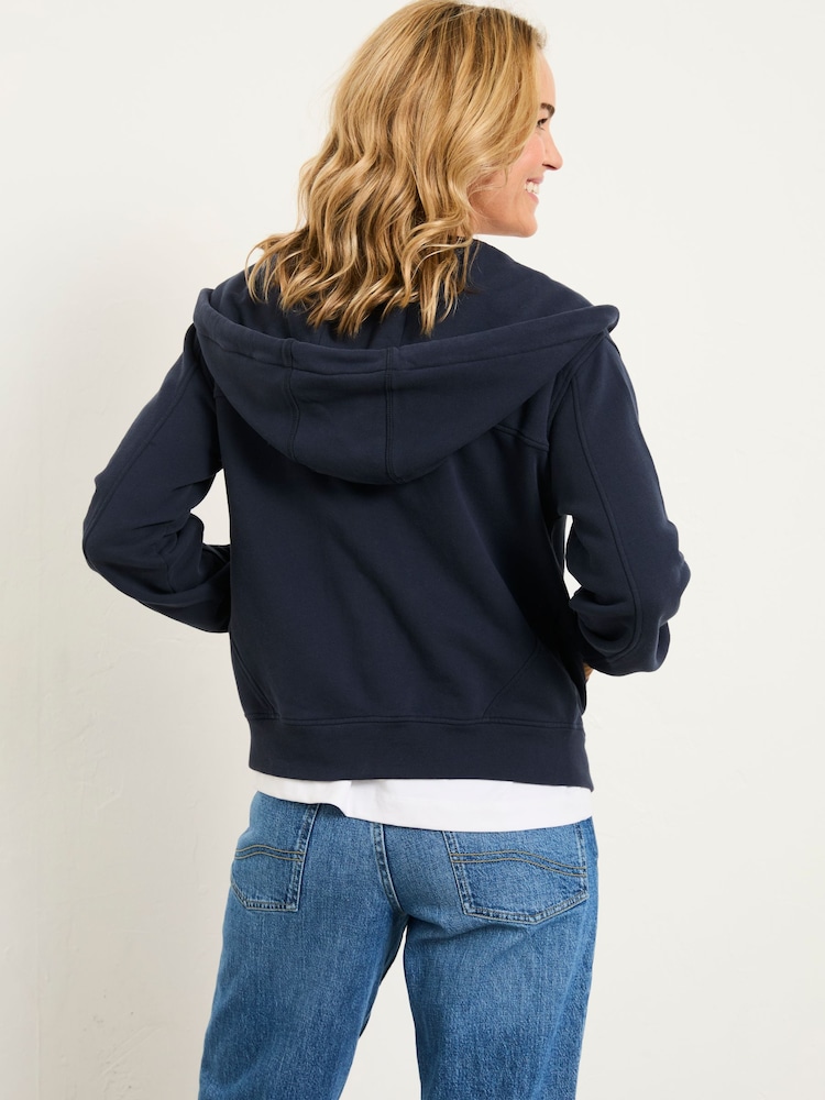 FatFace Flora Blue Navy Zip Through Hoodie - Image 2 of 5 FatFace Flora Blue Navy Zip Through Hoodie - Image 2 of 5