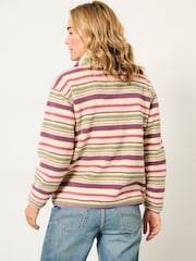 FatFace Libby Purple Stripe Zip Through Fleece - Image 2 of 5