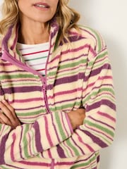 FatFace Libby Purple Stripe Zip Through Fleece - Image 3 of 5
