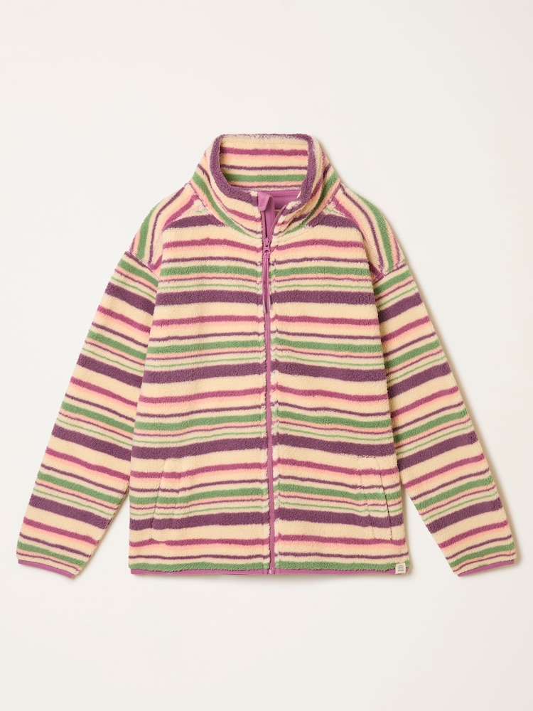 FatFace Libby Purple Stripe Zip Through Fleece - Image 5 of 5
