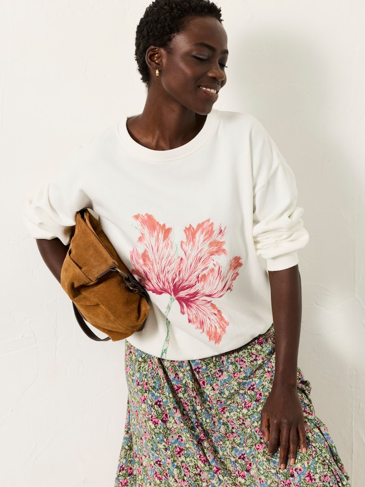 FatFace Alex Ivory Painterly Floral Crew Sweat - Image 1 of 5