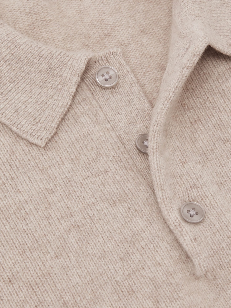 Reiss Oatmeal Daunton Atelier 100% Cashmere Polo Jumper - Image 6 of 6 Reiss Oatmeal Daunton Atelier 100% Cashmere Polo Jumper - Image 6 of 6