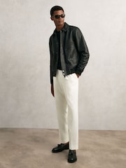 Reiss Purleigh Grained Leather Zip Through Jacket - Slika 3 iz 9