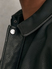 Reiss Purleigh Grained Leather Zip Through Jacket - Slika 4 iz 9