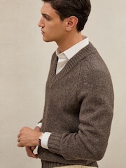 Reiss Brown Melange Golder Jumper - Image 1 of 7
