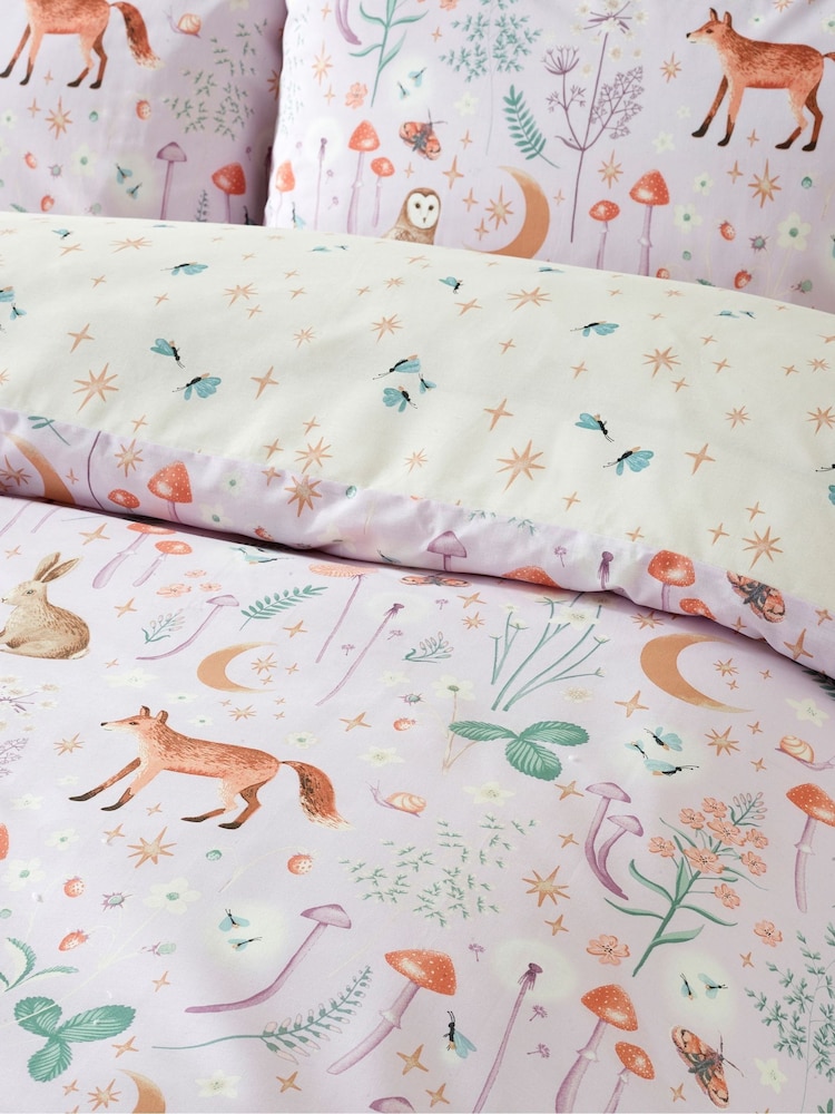 Catherine Lansfield Lilac Enchanted Twilight Animal Print Duvet Cover Set - Image 4 of 4