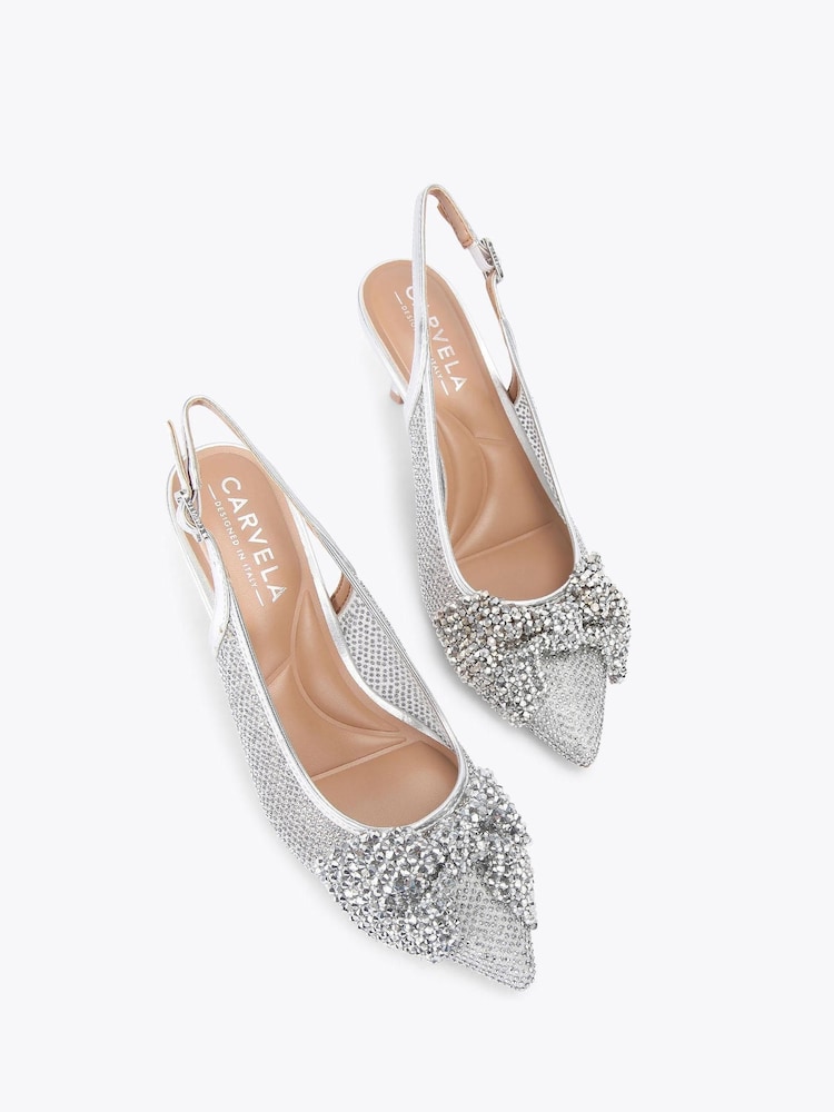 Carvela Chrome Chiara Bow Sling Shoes - Imagem 2 de 4