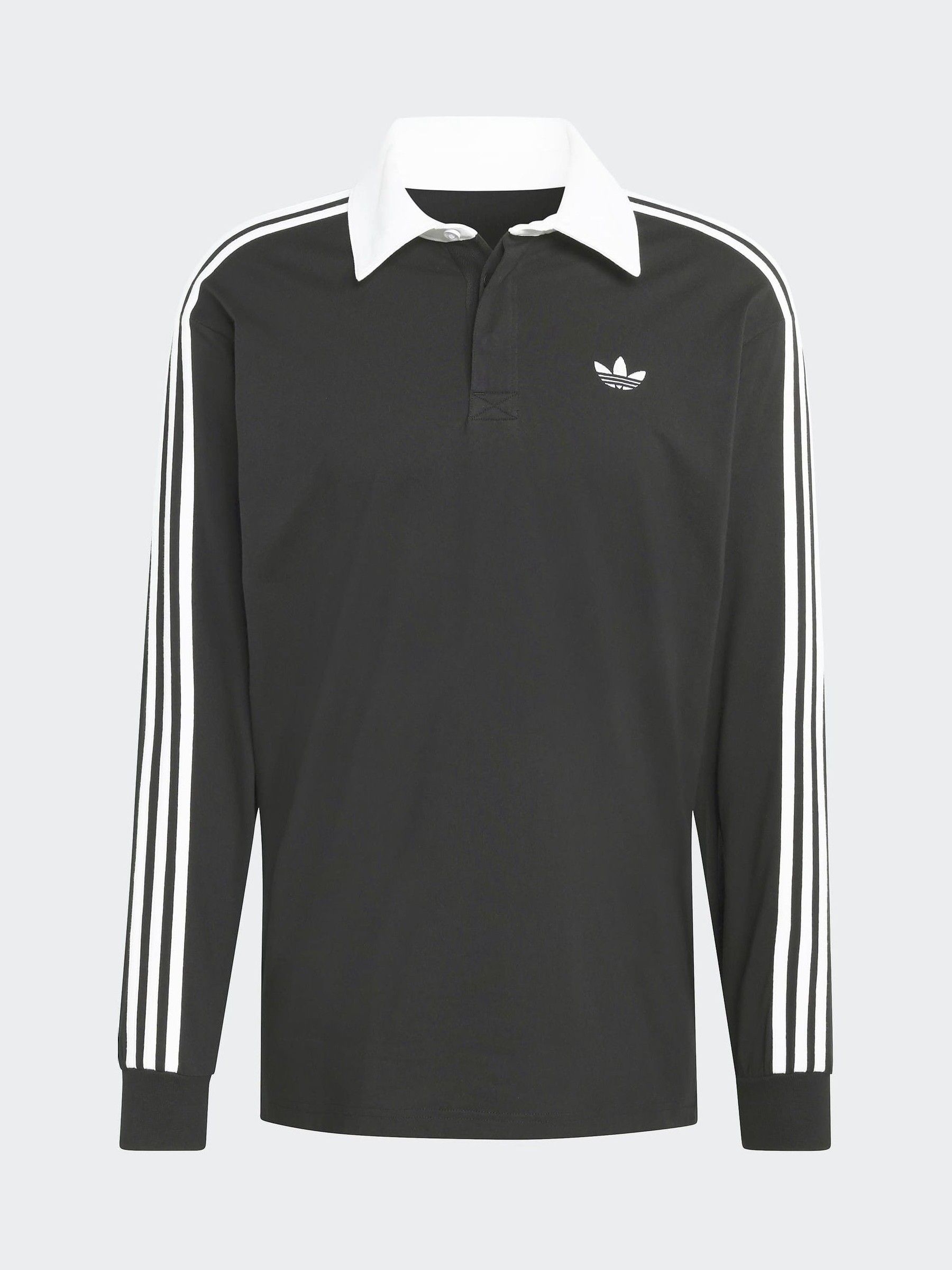 Buy adidas Originals Black 3 Stripes Rugby Long Sleeve Polo Shirt