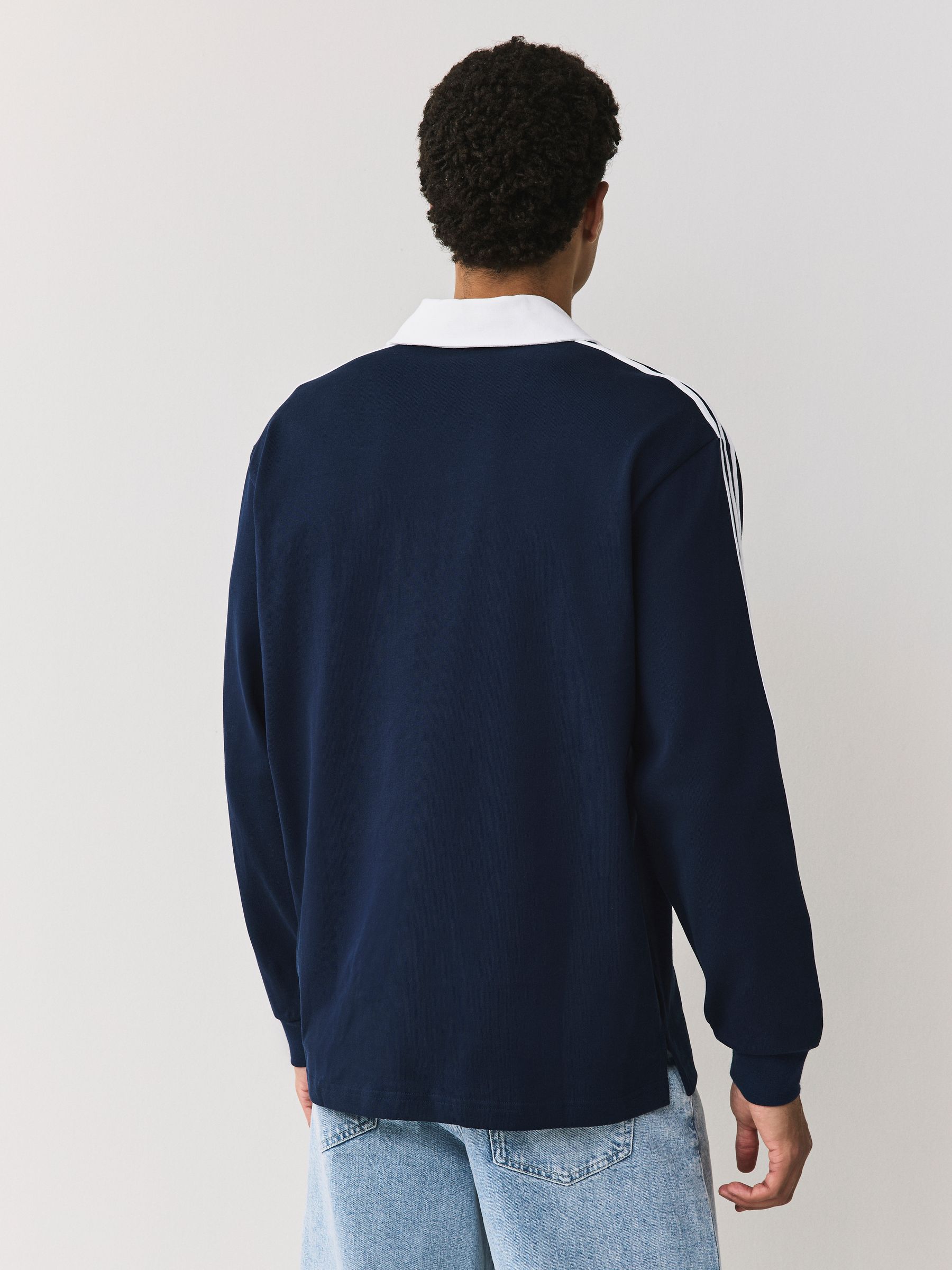 Next：日本 ブルー - adidas Originals 3 ストライプ ラグビー 長袖