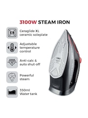 Tower Red Black Steam Iron with Ceramic Soleplate - Image 2 of 6