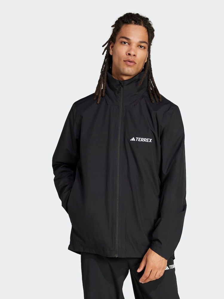 adidas Black Terrex Multi Essentials 2 Layer Rain Jacket - Image 1 of 6