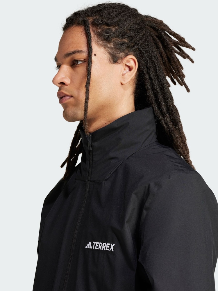 adidas Black Terrex Multi Essentials 2 Layer Rain Jacket - Image 4 of 4 adidas Black Terrex Multi Essentials 2 Layer Rain Jacket - Image 4 of 4