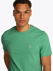 Tommy Hilfiger Green Contrast Monogram Embroidery T-Shirt - Image 4 of 6