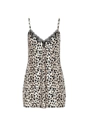 Victoria's Secret Leopard Brown Satin Lace Trim Slip Dress - Image 3 of 3