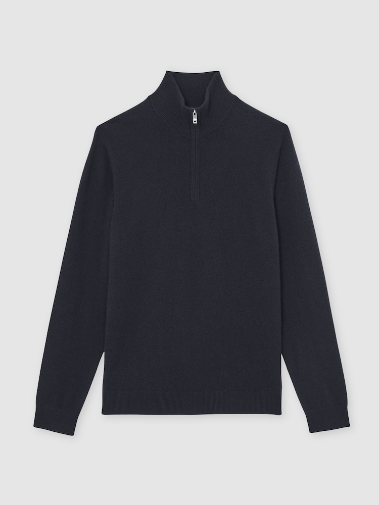 Reiss Navy Royal Atelier 100% Cashmere Half-Zip Jumper - Image 2 of 6 Reiss Navy Royal Atelier 100% Cashmere Half-Zip Jumper - Image 2 of 6