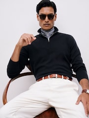 Reiss Navy Royal Atelier 100% Cashmere Half-Zip Jumper - Image 4 of 6