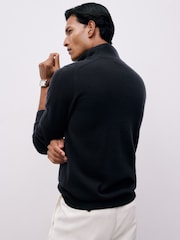 Reiss Navy Royal Atelier 100% Cashmere Half-Zip Jumper - Image 5 of 6