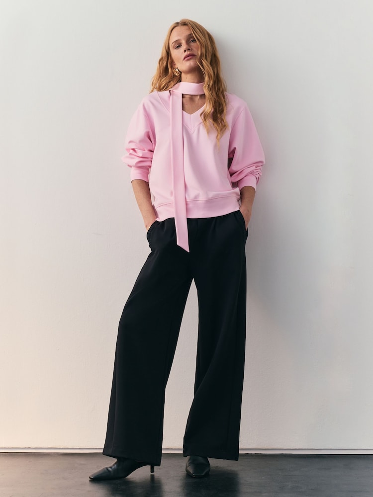Nothing Ordinary Pink V-Neck Luxe Jersey Scarf Sweatshirt - Image 2 of 6