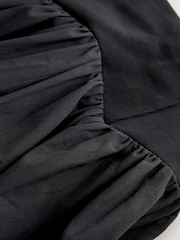 Nothing Ordinary Black Jersey Woven Mix A Line Heavyweight Cotton Midi Skirt - Image 7 of 8