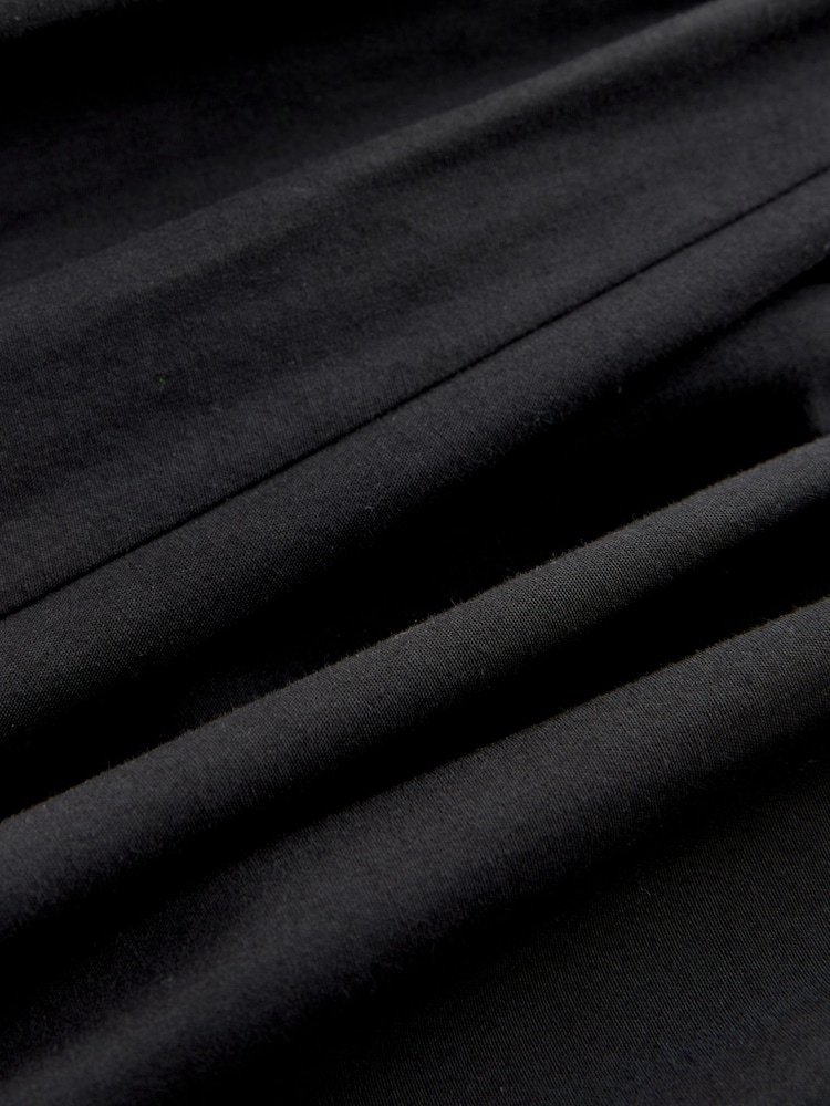 Nothing Ordinary Black Jersey Woven Mix A Line Heavyweight Cotton Midi Skirt - Image 8 of 8