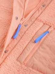 Fluro Orange Graphic Floral Button Through Borg Jacket - Image 7 of 7