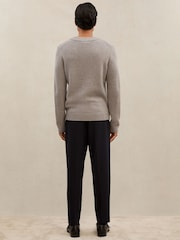 Atelier Heather Oatmeal Donside Atelier 100% Cashmere V-Neck Jumper - Image 5 of 6